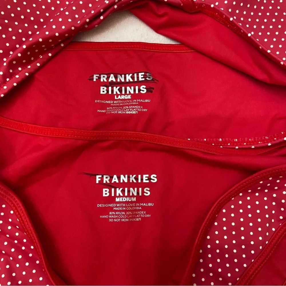 New! Frankie's Bikinis SET Dove Red Polka Dot Bikini 3988